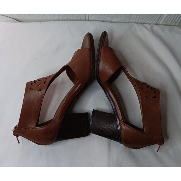 Sofft Parminda Cymbal Sandal Women's 8 M Brown Wood 2.5" Chunky Heel Cut Outs - Picture 5 of 11